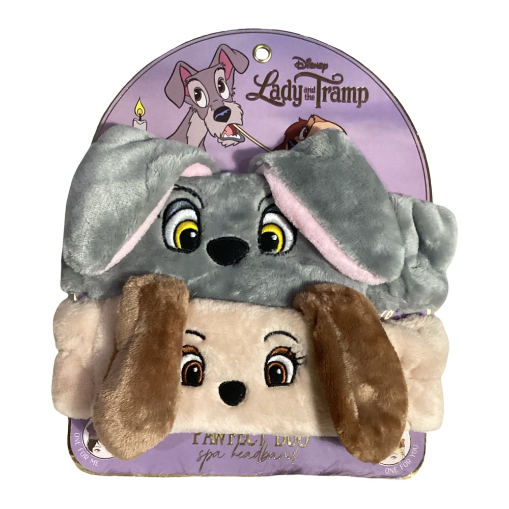 Disney Lady and the Tramp Dogs Polyester Spa Headbands Set NWT Super Soft